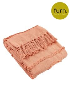 furn. Pink Jakarta Woven Tufted Fringed Throw