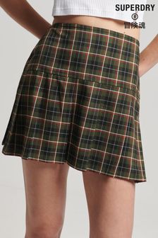 Superdry Green Vintage Tweed Pleat Mini Skirt