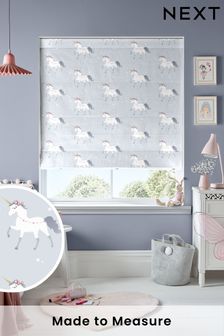 Blue Grey Magical Unicorn Made To Measure Roman Blind
