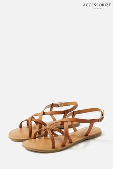 Accessorize Tuscan Natural Leather Plaited Sandals