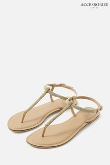 Accessorize Gold Beaded Sandals