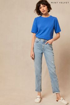 Mint Velvet Blue Puff Sleeve T-Shirt (U48886) | £39