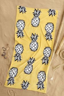 Pineapple Elephant Yellow Tupi Pineapple Cotton Beach Towel