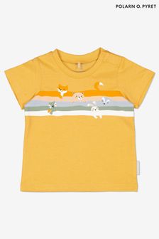 Polarn O Pyret Yellow Organic Cotton Cloud Print T-Shirt