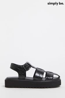 Simply Be Fishermans Black Chunky ExWide Fit Sandals