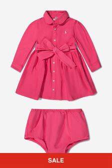Ralph Lauren Kids Baby Girls Oxford Shirt Dress in Pink