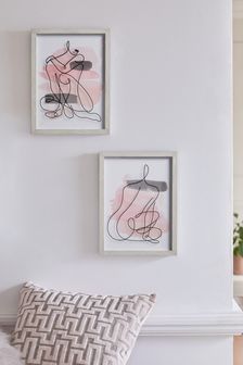 Set of 2 Pink Figurative Framed Prints