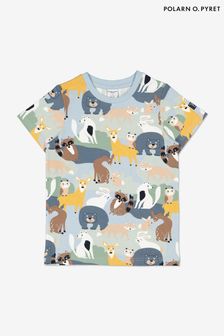 Polarn O. Pyret Blue Organic Cotton Animal Print T-Shirt