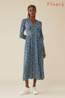 Finery Blue Carrie Midi Daisies Dress