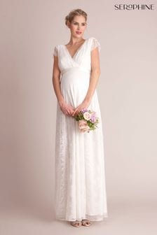 Seraphine Long Lace V-Neck Maternity Bridal Gown