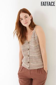 FatFace Natural Striped Knitted Vest