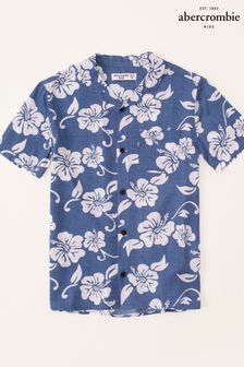 Abercrombie & Fitch Blue Short Sleeve Floral Shirt