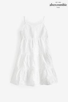 Abercrombie & Fitch White Broderie Tiered Dress