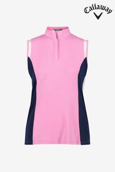 Callaway Pink Golf Colourblock Sleeveless Polo Shirt