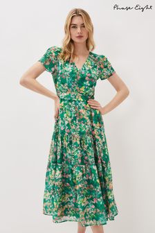 Phase Eight Green Morven Printed Tiered Summer Dress