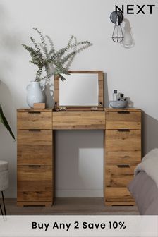 Dark Bronx Oak Effect Space Saving Storage Console Dressing Table (U52356) | £399
