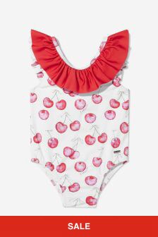 Patachou Girls Cherry Print Swimsuit in Red
