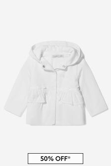Patachou Baby Girls Cotton Padded Coat With Hood in White