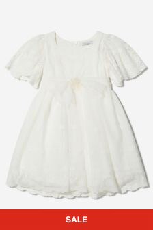 Patachou Girls Embroidered Tulle Dress in White