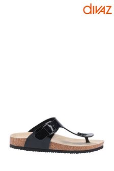 Divaz Black Biarritz Toe Post Sandals (U53080) | £27