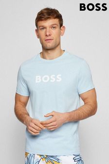 BOSS Mens Blue UV Logo T-Shirt