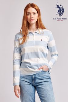 U.S. Polo Assn. Womens Blue Long Sleeved Rugby Shirt