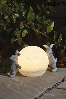 Grey Playful Rabbits Solar Ball (U53780) | £25