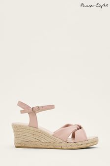 Phase Eight Pink Leather Knot Espadrilles