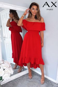 AX Paris Red Bardot Style Midi Dress