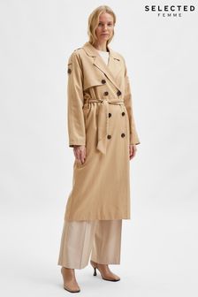 Selected Femme Beige Cream Bren Double Breasted Trench Coat