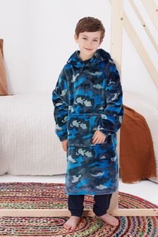 Blue Camouflage Soft Touch Fleece Hooded Blanket (3-16yrs) (U54781) | £21 - £28