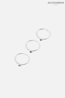Accessorize Sterling Silver Pastel Stacking Rings