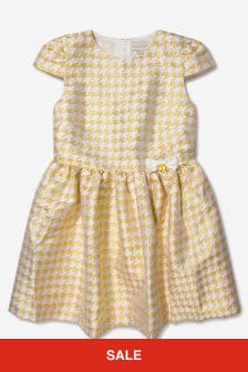 Angels Face Girls Chess Houndstooth Dress in White