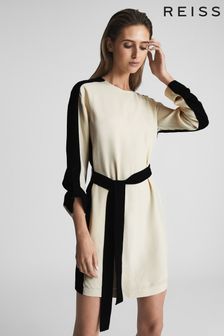 Reiss Neutral Skyler Colourblock Mini Dress (U55395) | £198