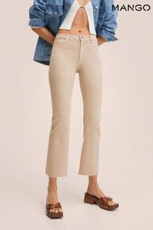 Mango Light Brown High-Waist Bootcut Jeans