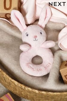 Born In Pink Bunny Baby Rattle (U56531) | £10.50