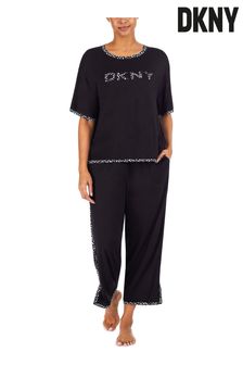 DKNY Black Animal Tee And Capri Pyjama Set