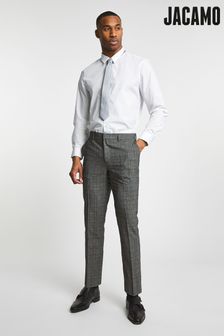 Jacamo Grey Classic Check Wool Bend Suit Trousers