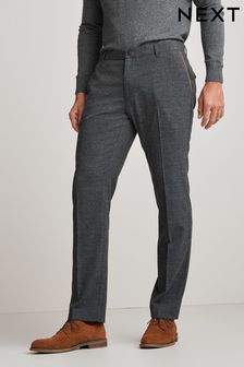 Navy Blue Slim Fit Trimmed Check Trousers (U57473) | £36