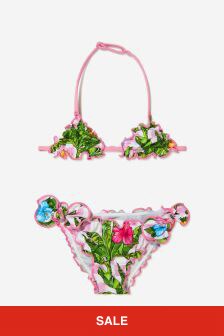 MC2 Saint Barth Girls Check Flower Print Bikini in Pink