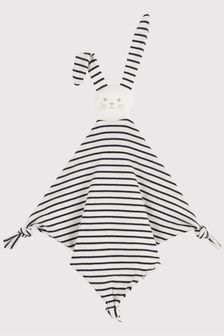Petit Bateau White And Black Striped Bunny Comforter
