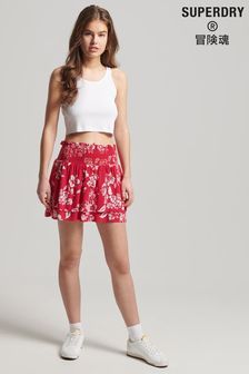 Superdry Red Vintage Ecovero Ruffle Smocked Skirt