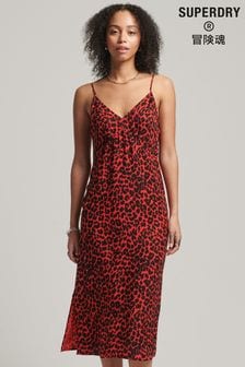 Superdry Red Vintage Midi Summer Slip Dress (U59480) | £60