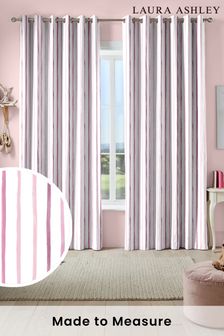 Laura Ashley Dark Blush Pink Painterly Stripe Made To Measure Curtains