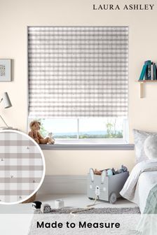 Laura Ashley Linen Natural Alphabet Gingham Made To Measure Roman Blind
