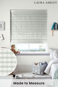 Laura Ashley Sage Green Alphabet Gingham Made To Measure Roman Blind