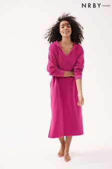 NRBY Athena Pink Velour Hooded Dress