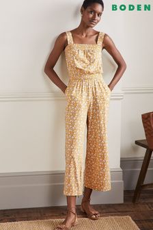 Boden Yellow Strappy Jersey Jumpsuit