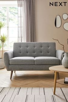 Tweedy Plain Mid Grey Hyett Oak Effect Legs Compact 2 Seater 'Sofa In A Box' (U60296) | £425