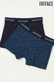 FatFace Blue Shark Boxers 2 Pack